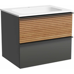 Тумба с раковиной Sancos Delta 60х45 дуб красный/графит (DL60GR, CN7011)