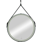 Зеркало Reflection Skin 65х65 подсветка, сенсор, на ремне из натуральной кожи черного цвета (RF5325SK)