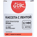 Кассета с лентой Sakura C53S654007 ( LK-4RBP) для Epson, черный на красном, 12мм/8м