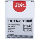 Кассета с лентой Sakura TZE135 для Brother, белый на прозрачном, 12мм/8м, наклейка