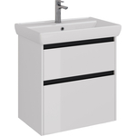 Тумба под раковину Lemark Combi 70х45 черный/белый глянец (LM03C70T-black)