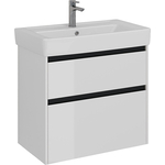 Тумба под раковину Lemark Combi 80х45 черный/белый глянец (LM03C80T-black)