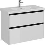Тумба под раковину Lemark Combi 100х45 черный/белый глянец (LM03C100T-black)