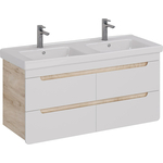 Тумба под раковину Lemark Olivia 125х45 под двойную раковину, белый глянец/дуб кантри (LM08OL125T)