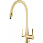 Смеситель для кухни Lemark Comfort с подключением к фильтру, золото/бежевый (LM3075G-Beige)
