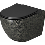 Унитаз подвесной безободковый Grossman Color с сиденьем микролифт, черный с текстурой крокодила (GR-4411BBLS)