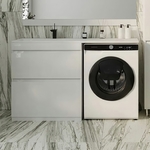 Тумба с раковиной Style line Даллас Люкс 78 (140L) напольная, под стиральную машину, белая эмаль (СС-00002385 + 4627179377670)