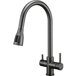 Смеситель для кухни Paulmark Lange с подключением фильтра, вороненая сталь (La214212-GM)