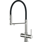Смеситель для кухни ZorG Steel Hammer с подключением фильтра, сатин/черный (SH 2003 SATIN)