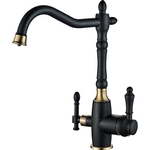 Смеситель для кухни ZorG Steel Hammer с подключением фильтра, черный матовый/бронза (SH 812 BLACK BR)