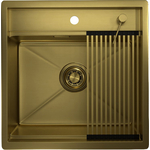Кухонная мойка Granula KS-5051 с дозатором и ролл-матом, золото сатин