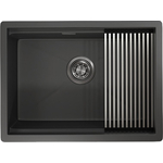Кухонная мойка Granula KS-6045U с дозатором и ролл-матом, черный матовый