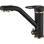 Смеситель для кухни ZorG Steel Hammer SH 321 BLACK BR с подключением фильтра, черный металл/бронза