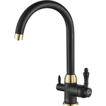 Смеситель для кухни ZorG Steel Hammer SH 723 BLACK BR с подключением фильтра, черный металл/бронза