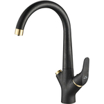 Смеситель для кухни ZorG Steel Hammer SH 815 BLACK BR с подключением фильтра, черный металл/бронза