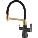 Смеситель для кухни ZorG Steel Hammer SH 818-6 BLACK BR с подключением фильтра, черный металл/бронза