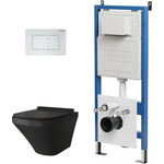 Комплект унитаза Grossman сиденье микролифт, инсталляция, клавиша белая матовая, черный матовый (97.4440BMS.04.01M)