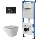 Комплект унитаза Grossman сиденье микролифт, инсталляция, клавиша черная матовая, белый (97.4440S.01.210)