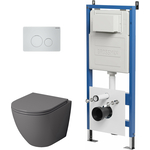 Комплект унитаза Grossman сиденье микролифт, инсталляция, клавиша белая матовая, серый матовый (97.4455GMS.05.01M)