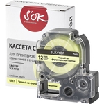 Кассета с лентой S'OK K4YBF для Epson , черный на флуоресцентном желтом, 12мм/5м