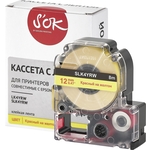 Кассета с лентой S'OK K4YRW для Epson , красный на желтом, 12мм/8м