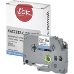 Кассета с лентой S'OK TZE535 для Brother, белый на синем, 12мм/8м