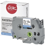 Кассета с лентой S'OK TZE545 для Brother, белый на синем, 18мм/8м