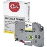 Кассета с лентой S'OK TZE632 для Brother, красный на желтом, 12мм/8м