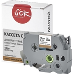 Кассета с лентой S'OK TZE841 для Brother, черный на золотом, 18мм/8м