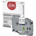 Кассета с лентой S'OK TZES131 для Brother, черный на прозрачном, 12мм/8м