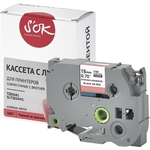 Кассета с лентой S'OK TZES441 для Brother, черный на красном, 18мм/8м