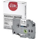 Кассета с лентой S'OK TZES931 для Brother, черный на серебре, 12мм/8м