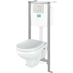 Комплект унитаза Rosa Рио с инсталляцией и белой клавишей, крышка-сиденье