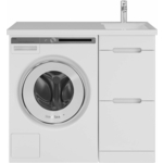 Тумба с раковиной Sanstar Толедо 40 (100) правая, под стиральную машину, белая, Estetus Даллас