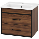 Тумба под раковину Misty Кедр 60 подвесная, черная/орех (П-Кед09060-011По)