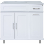 Тумба под раковину Misty Купер 90 левая, с бельевой корзиной, белая (П-Куп01090-012БкЛ)