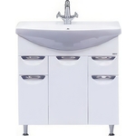 Тумба под раковину Misty Орхидея 75 с бельевой корзиной, белая (П-Орх01075-0112Я)