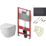 Комплект унитаза Grossman Tornado с сиденьем микролифт, инсталляцией TECEbase и черной кнопкой (GR-4455SQ, 9400414)