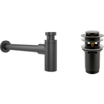Сифон для раковины Wellsee Drainage System с донным клапаном, матовый черный (182105001)