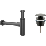 Сифон для раковины Wellsee Drainage System с донным клапаном, матовый черный (182120003)