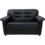 Диван Мягкий офис Премьер двухместный раскладной из натуральной кожи натуральная черный