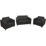 Диван и 2 кресла Мягкий офис Комплект Артур черный