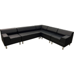 Мягкий офис Угловой диван Флагман четырехместный черный