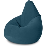 Кресло бескаркасное Mypuff груша, Глубокая бирюза, размер XXL- Миди, мебельный велюр