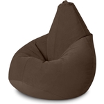 Кресло бескаркасное Mypuff груша, Горький шоколад, размер XXL- Миди, мебельный велюр (bs_424)