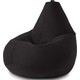 Кресло бескаркасное Mypuff груша, Черный, размер XXXXXL- Мега, велюр