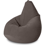 Кресло бескаркасное Mypuff груша, Шоколад, размер XXL- Миди, мебельный велюр (bs_737)