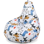 Кресло бескаркасное Mypuff груша, Веселые собачки, размер XXL- Миди, мебельный хлопок
