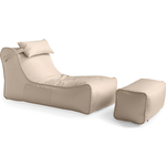 Кресло бескаркасное Mypuff лежак шезлонг, Лонг Бежевый, оксфорд 600