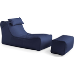 Кресло бескаркасное Mypuff лежак шезлонг, Лонг Темно-синий, оксфорд 600